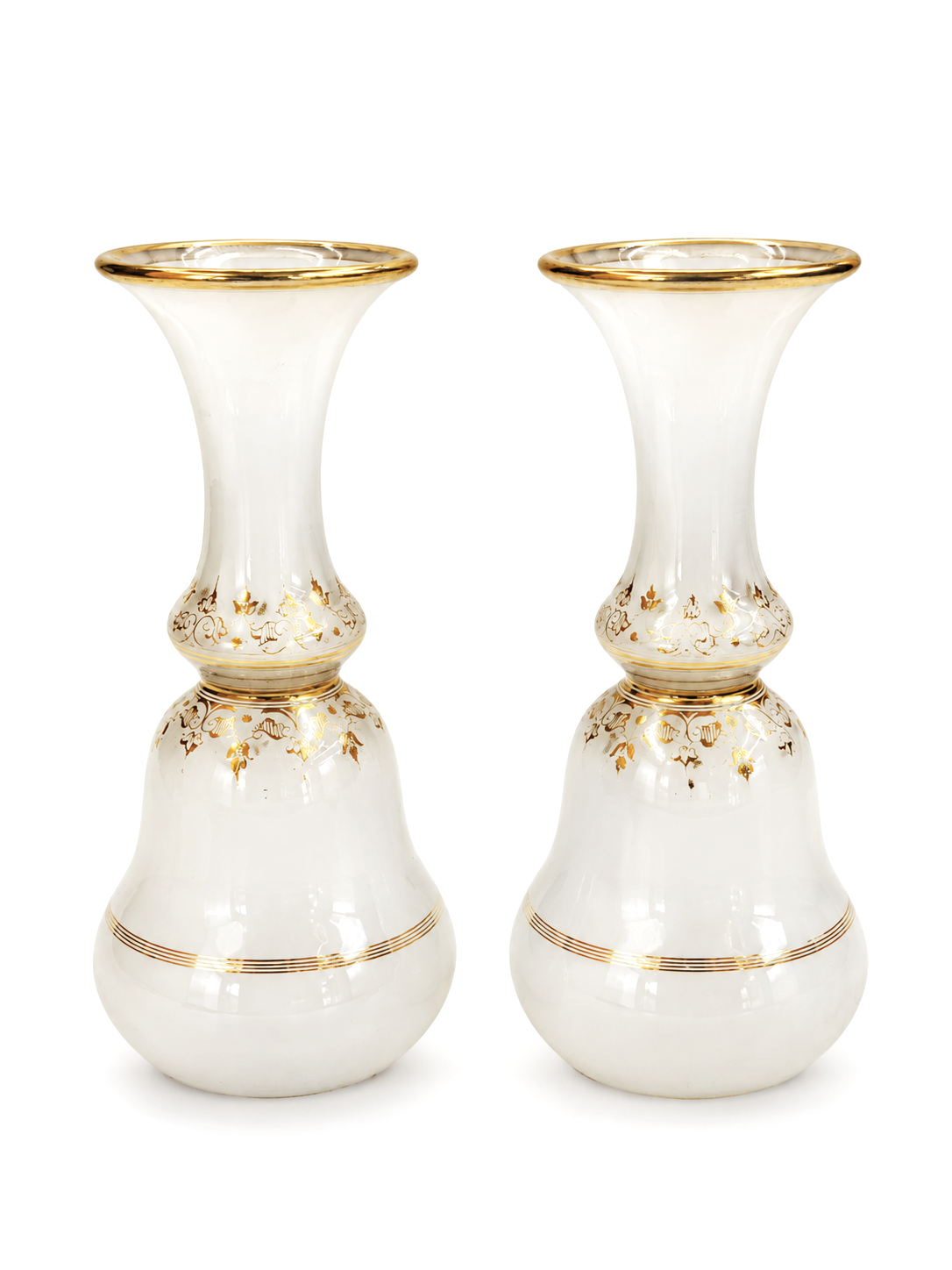 Par de Vasos em Opalina Blanch
