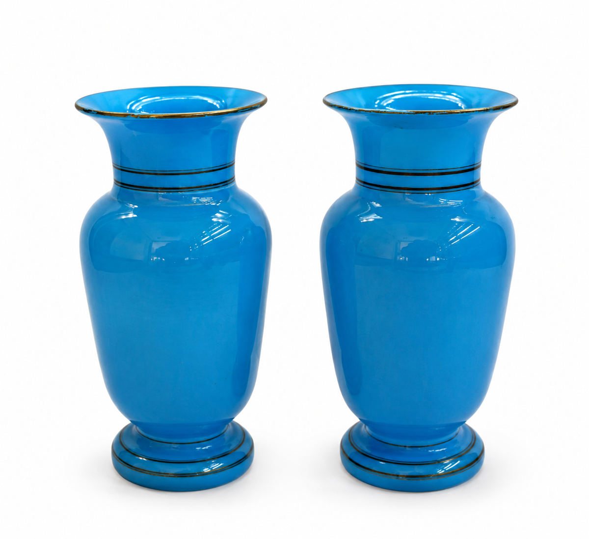 Par de Vasos em Opalina Bleue